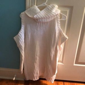 Turtle neck, cold shoulder sweater